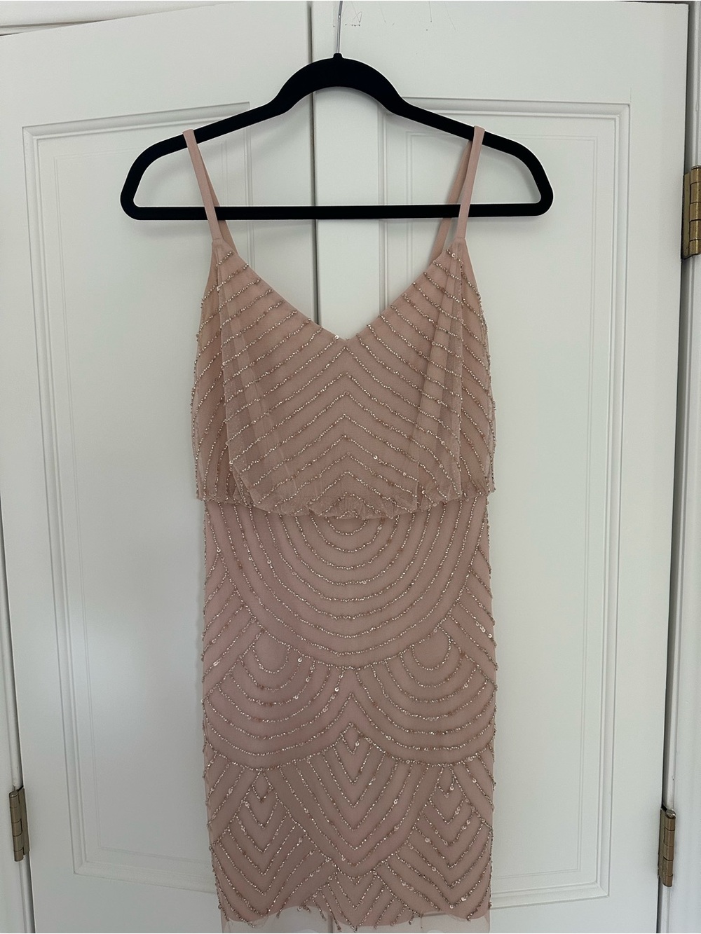 Adrianna Papell Beaded Blush Pink Cocktail Dress